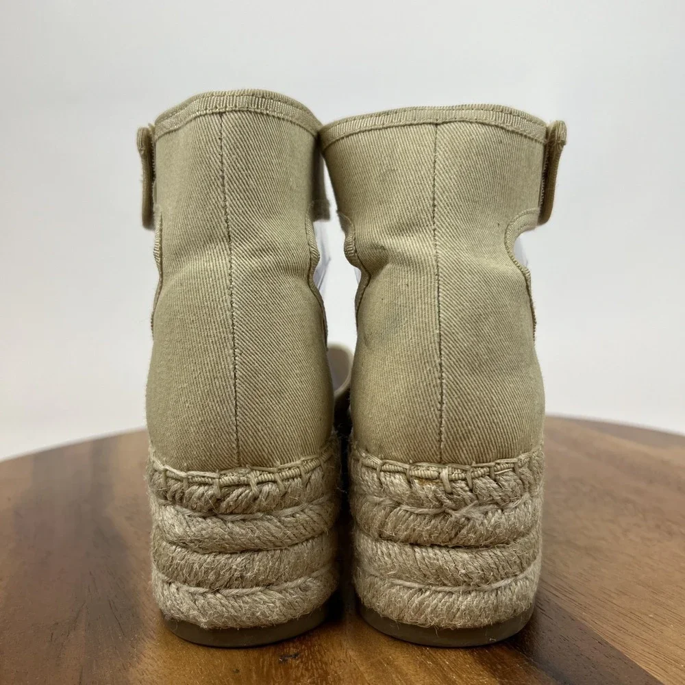 New Womens Franco Sarto Bessa Ivory Canvas Espadrille Wedge‎ Sandals Size 6 M